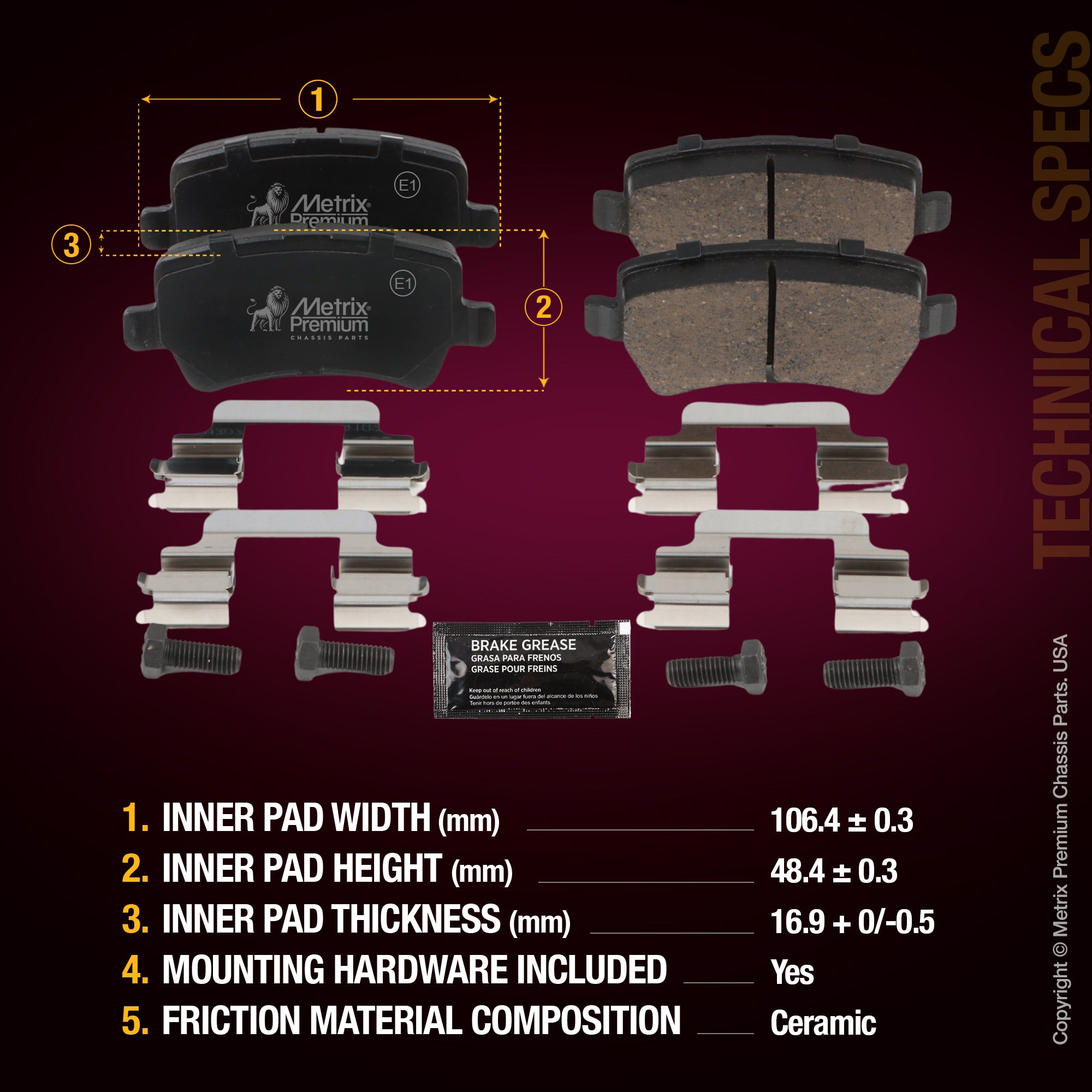 Metrix Premium Rear Disc Brake Pad Set 93581MC aftermarket car parts