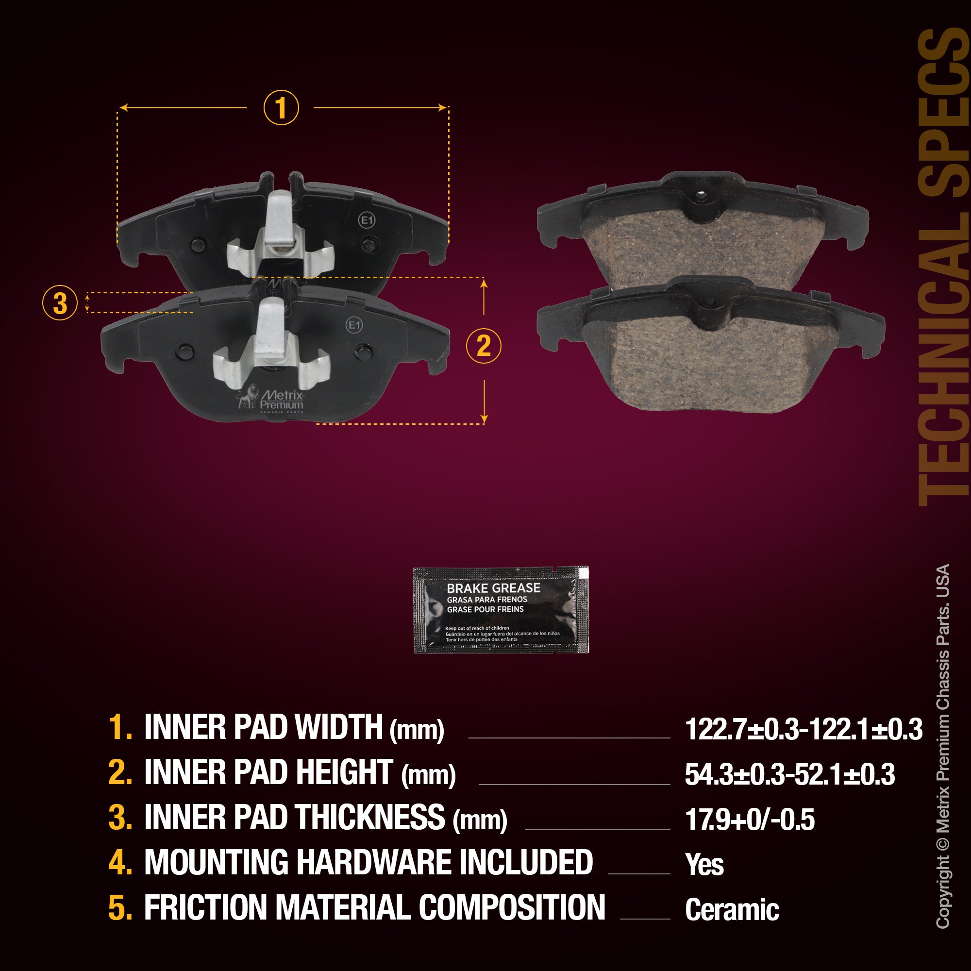 Metrix Premium Rear Disc Brake Pad Set 93583MC aftermarket car parts