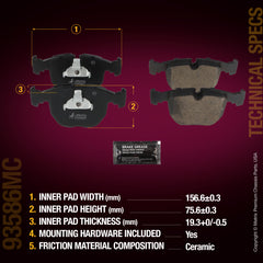 Metrix Premium Chassis Parts Front Disc Brake Pad Set 93586MC aftermarket car parts