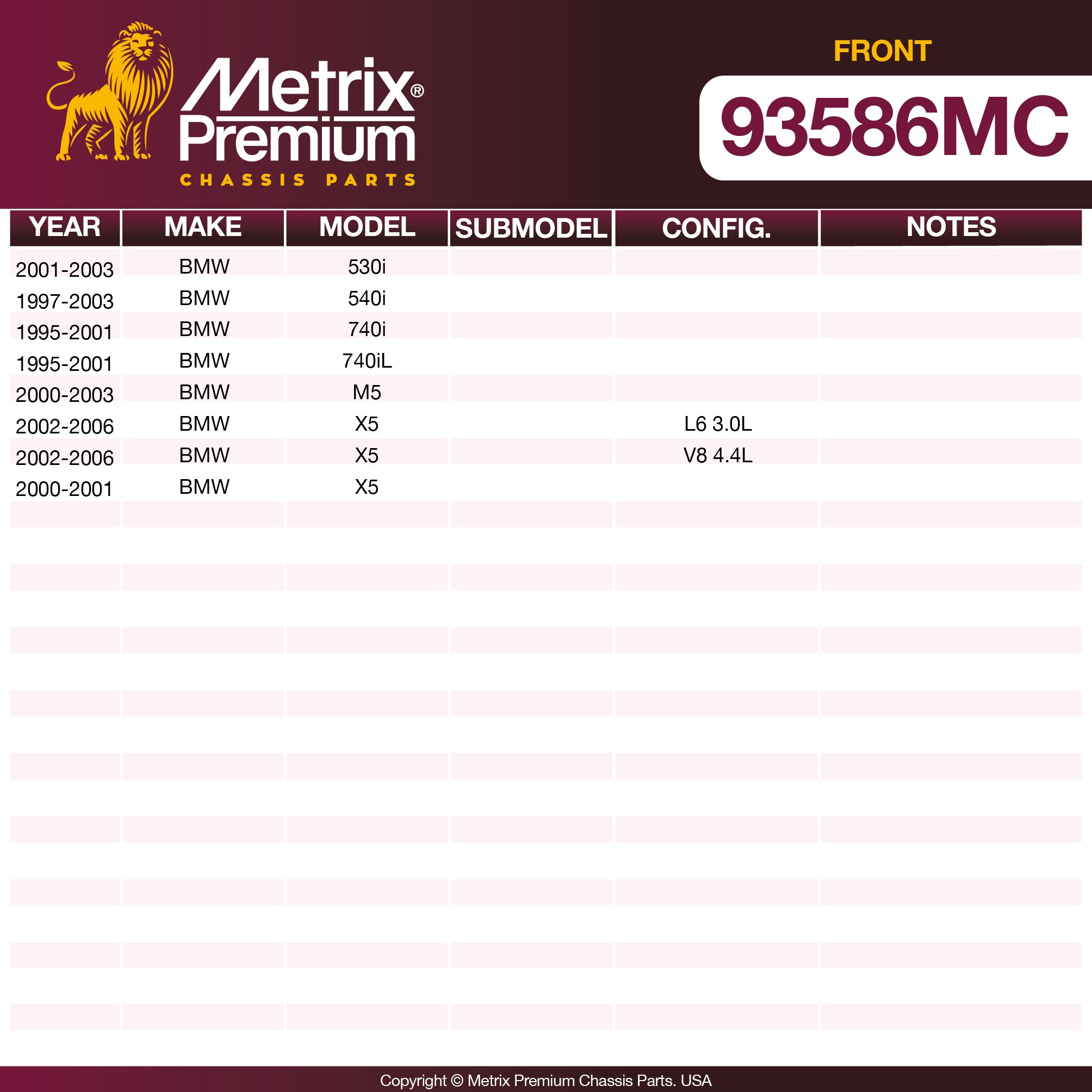 Metrix Premium Chassis Parts  suspension steering brake parts
