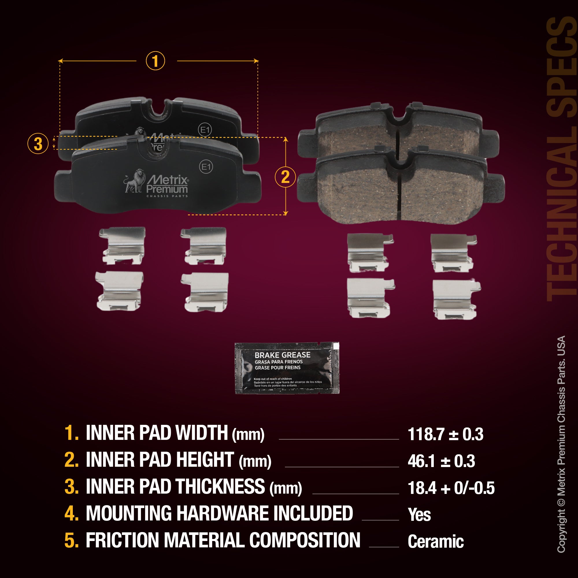 Metrix Premium Rear Disc Brake Pad Set 93588MC aftermarket car parts