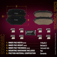 Metrix Premium Chassis Parts Front Disc Brake Pad Set 93596MC aftermarket car parts