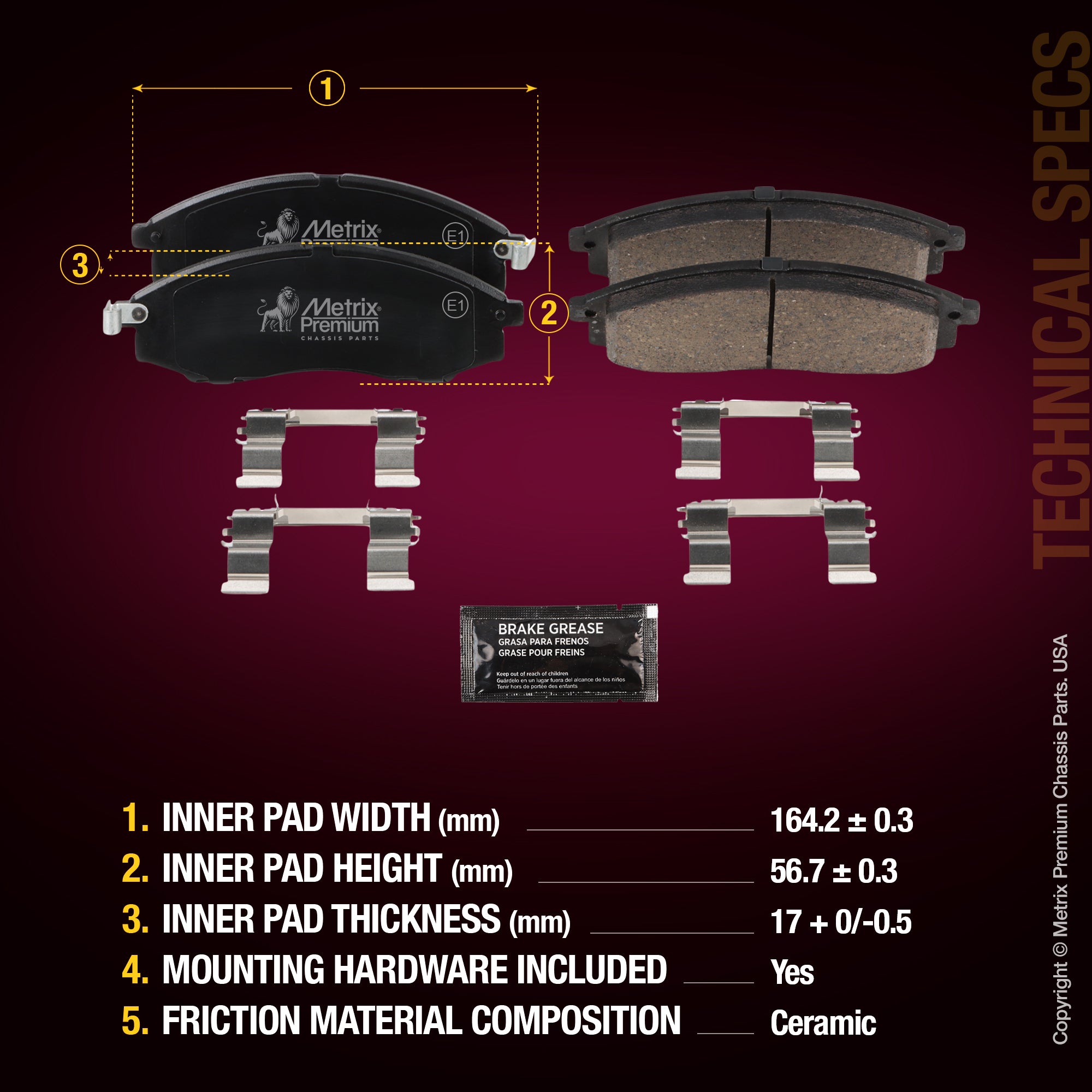Metrix Premium Front Disc Brake Pad Set 93597MC aftermarket car parts