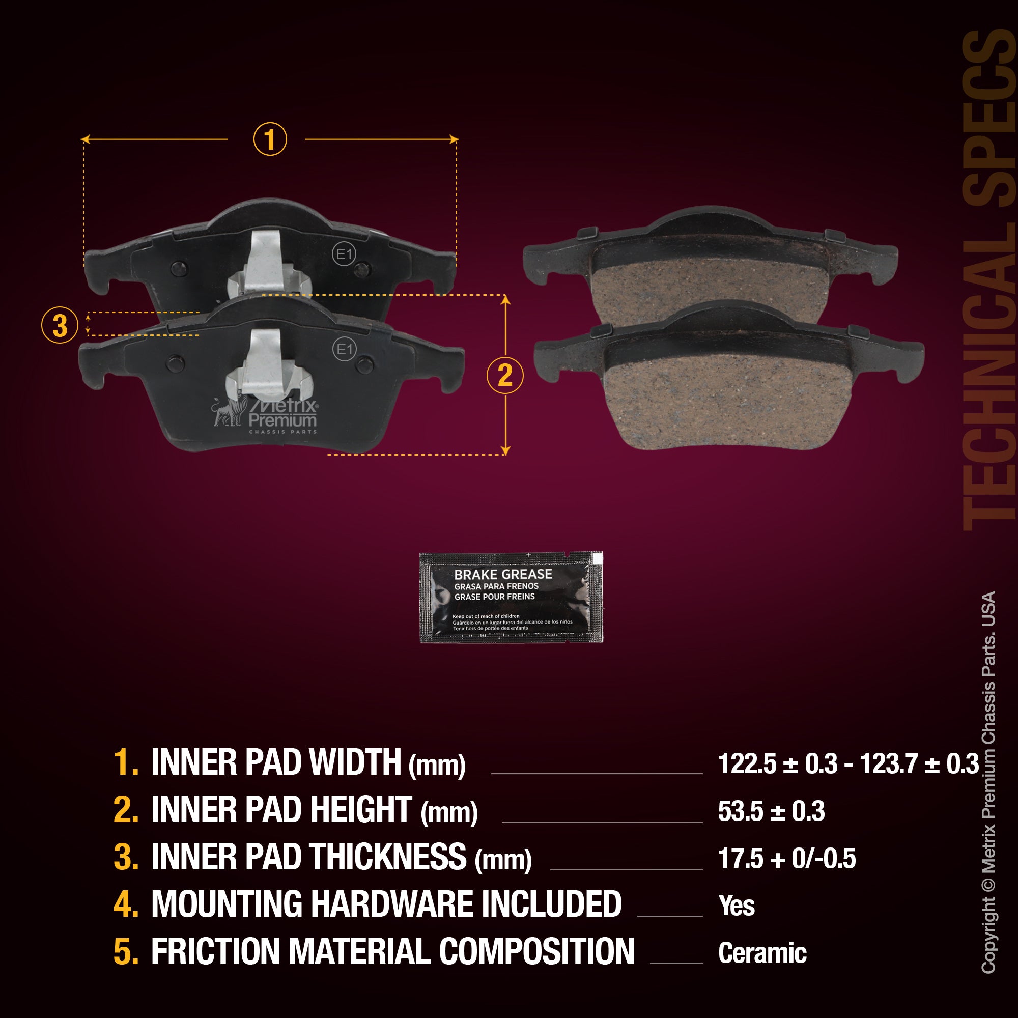 Metrix Premium Rear Disc Brake Pad Set 93610MC aftermarket car parts