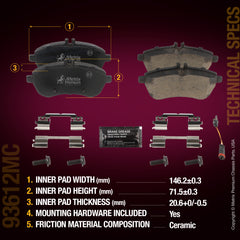 Metrix Premium Chassis Parts Front Disc Brake Pad Set 93612MC aftermarket car parts