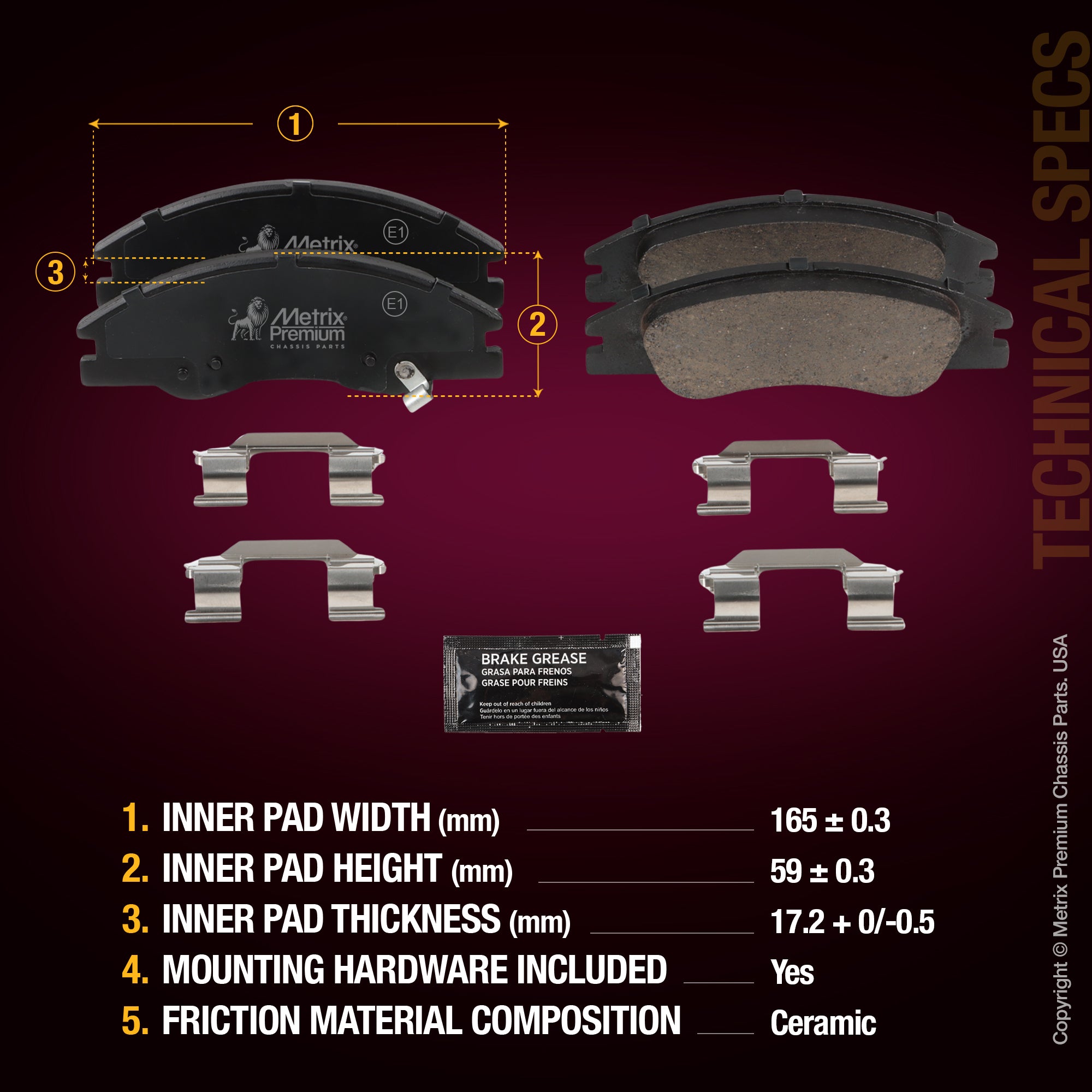 Metrix Premium Front Disc Brake Pad Set 93630MC aftermarket car parts