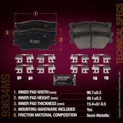 Metrix Premium Chassis Parts Rear Disc Brake Pad Set 93634MS aftermarket car parts