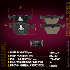 Metrix Premium Chassis Parts Rear Disc Brake Pad Set 93638MC aftermarket car parts