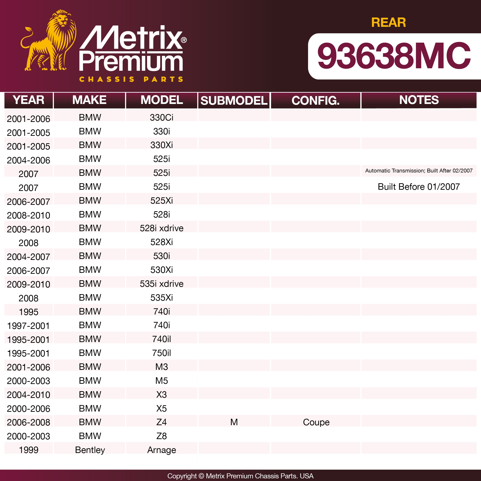 Metrix Premium Chassis Parts  suspension steering brake parts