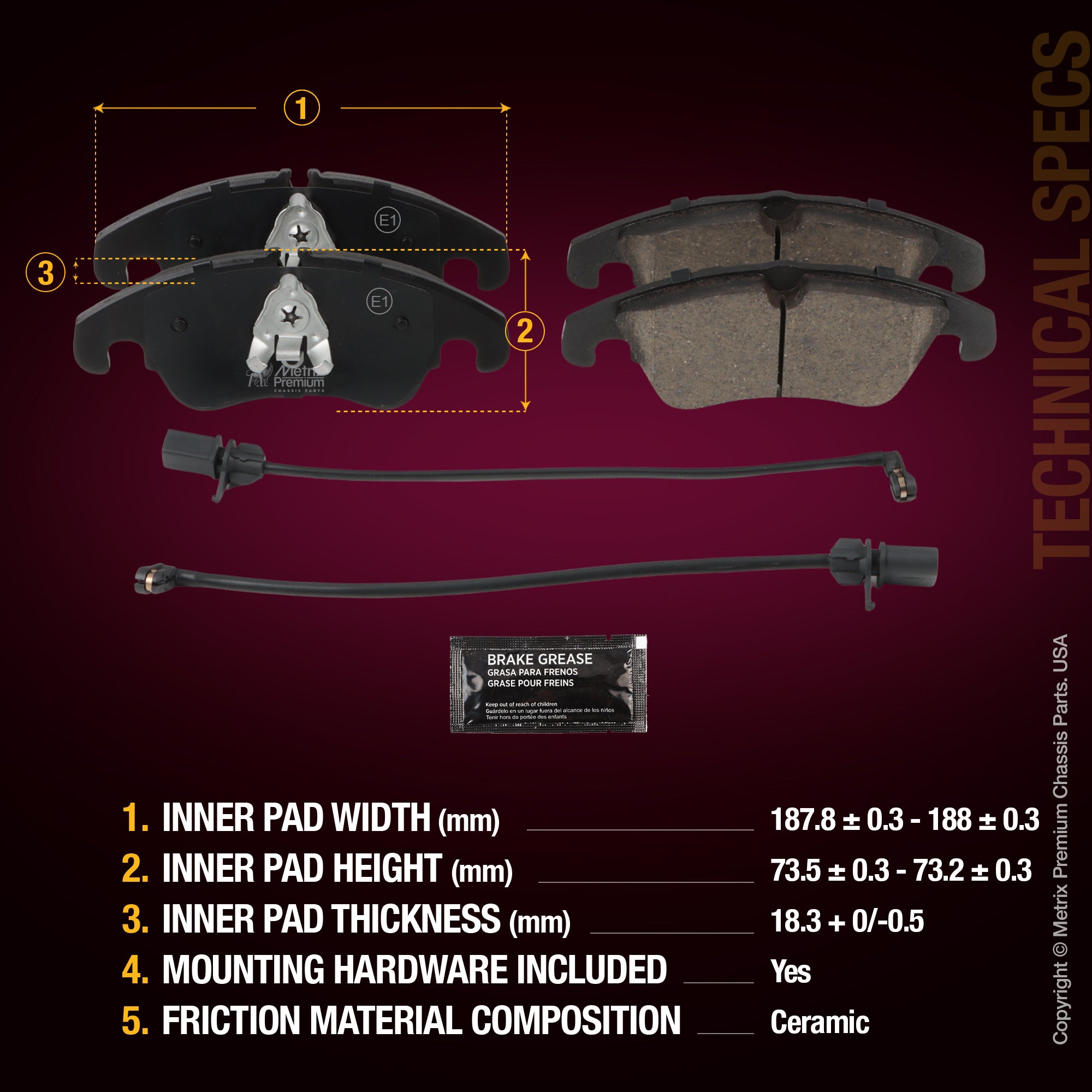Metrix Premium Front Disc Brake Pad Set 93642MC aftermarket car parts