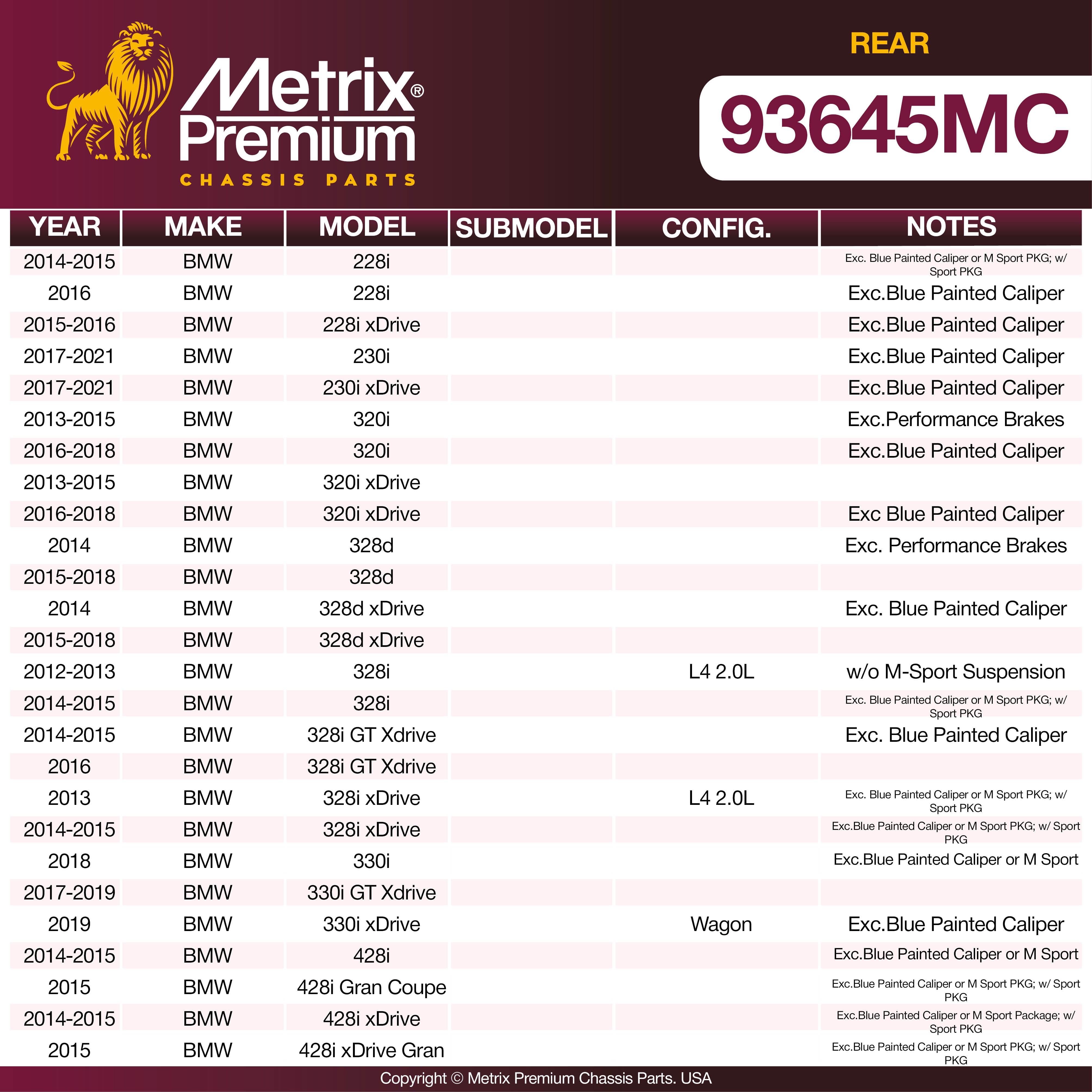 Metrix Premium Rear Disc Brake Pad Set 93645MC OEM fit spare parts