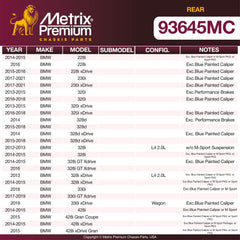 Metrix Premium Rear Disc Brake Pad Set 93645MC OEM fit spare parts