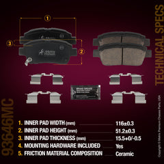Metrix Premium Front Disc Brake Pad Set 93646MC aftermarket car parts