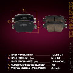 Metrix Premium Rear Disc Brake Pad Set 93652MC suspension steering brake parts
