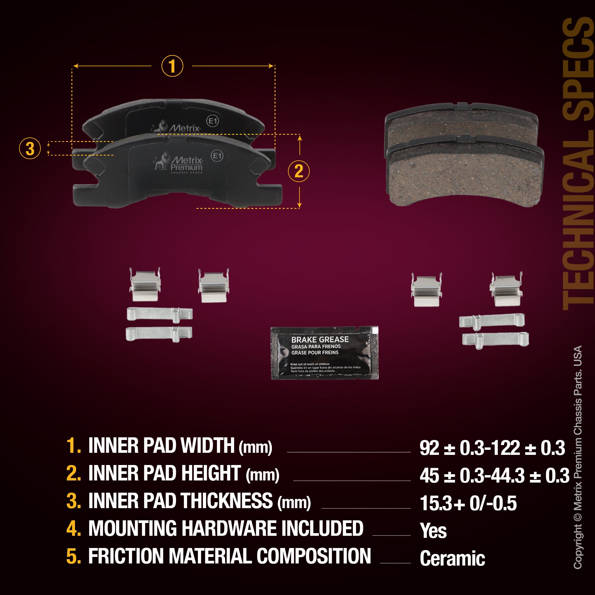 Metrix Premium Front Disc Brake Pad Set 93653MC aftermarket car parts