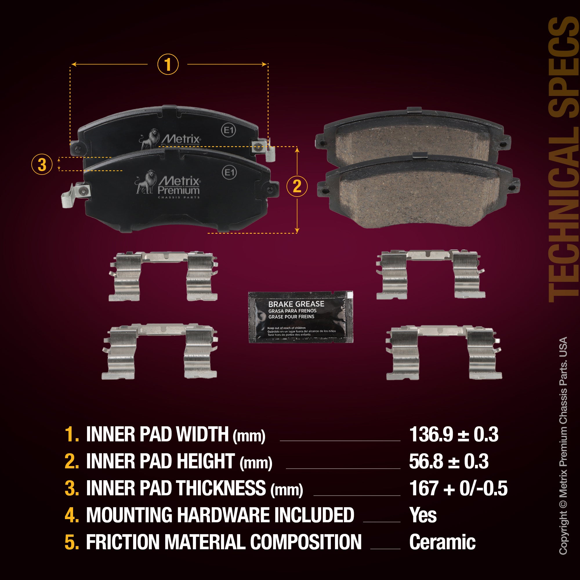 Metrix Premium Front Disc Brake Pad Set 93655MC suspension steering brake parts