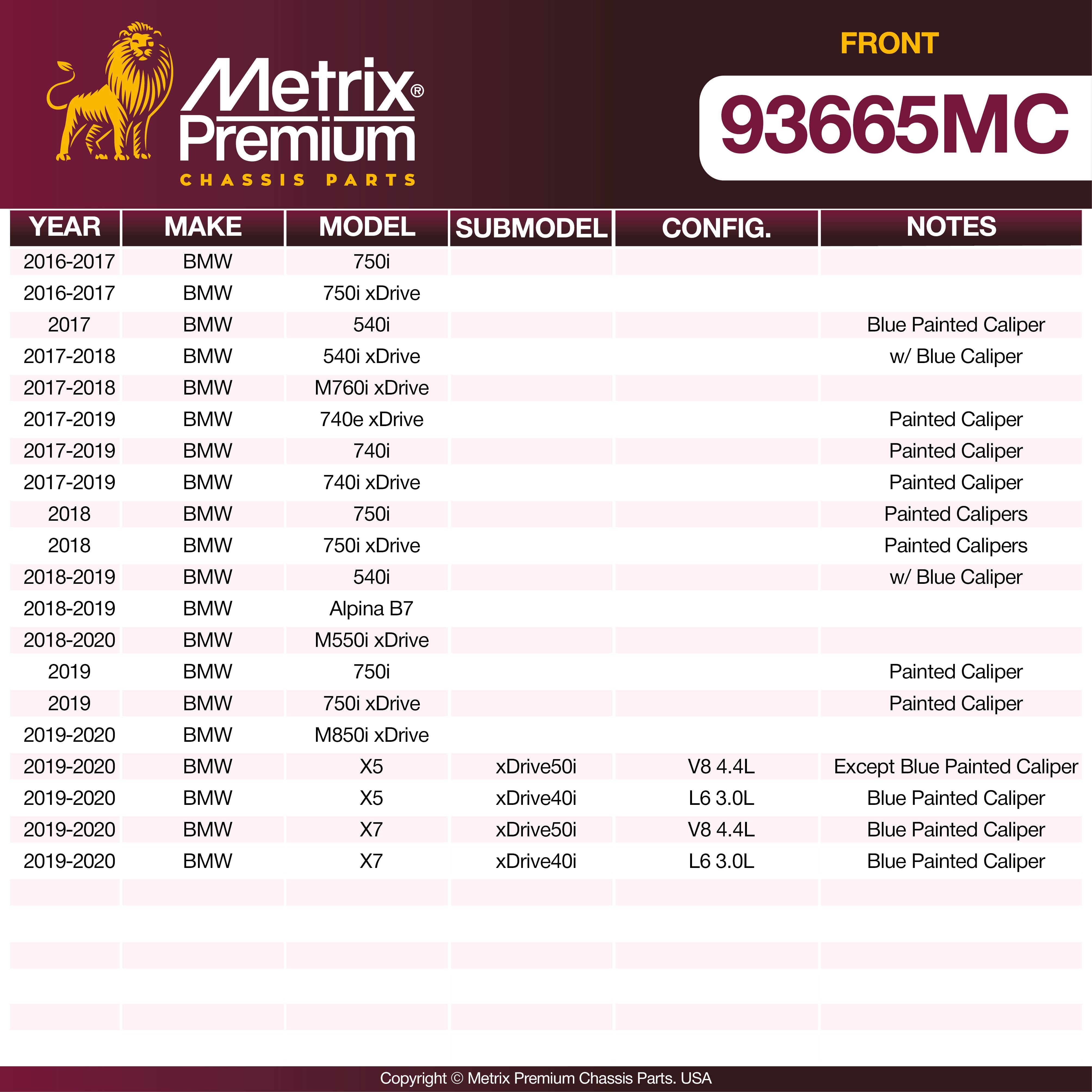 Metrix Premium Front Disc Brake Pad Set 93665MC OEM fit spare parts