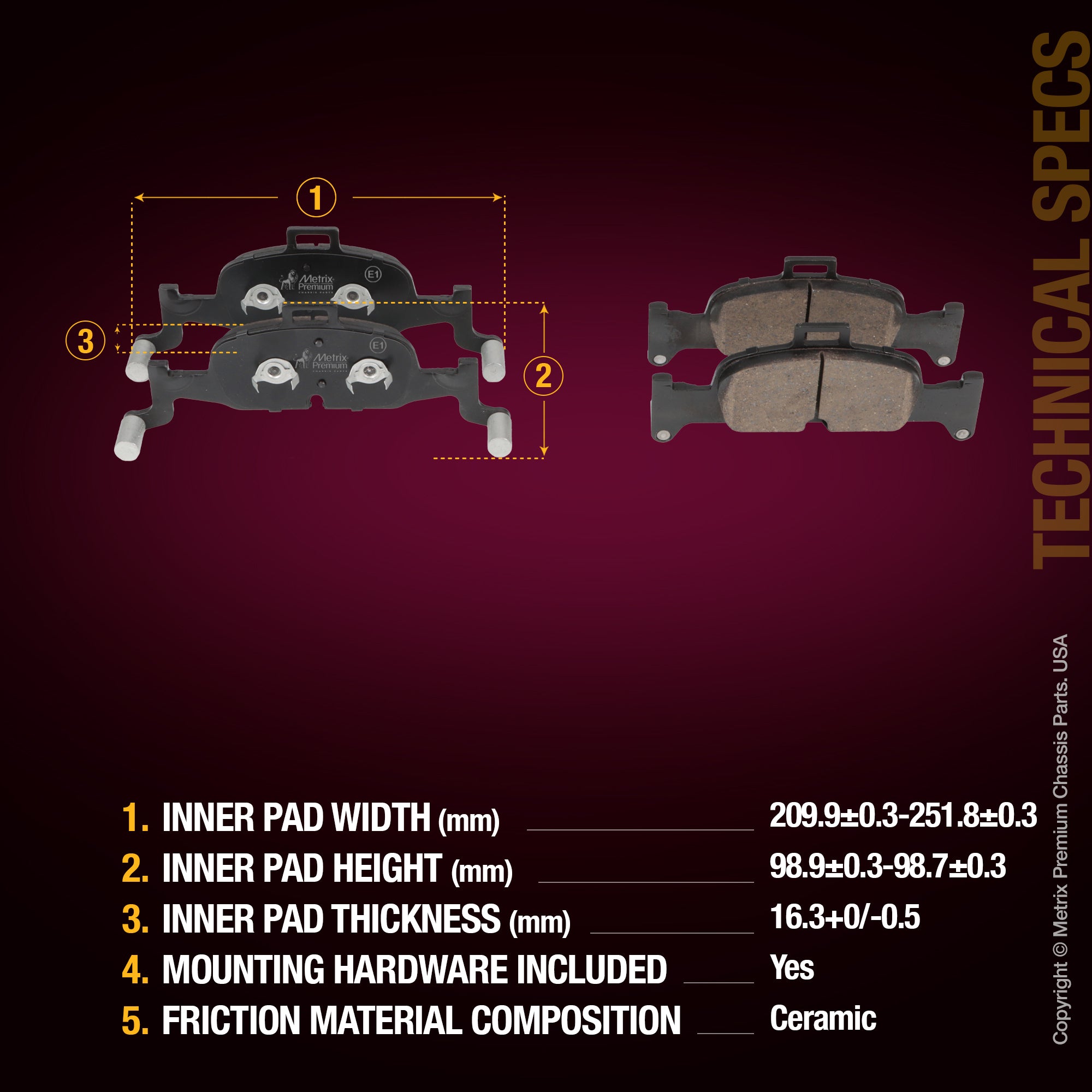 Metrix Premium Chassis Parts Front Disc Brake Pad Set 93677MC OEM fit auto parts