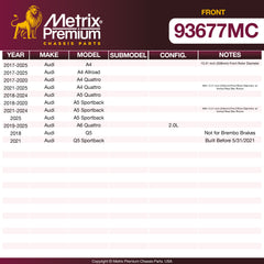 Metrix Premium Chassis Parts Front Disc Brake Pad Set 93677MC OEM fit auto parts