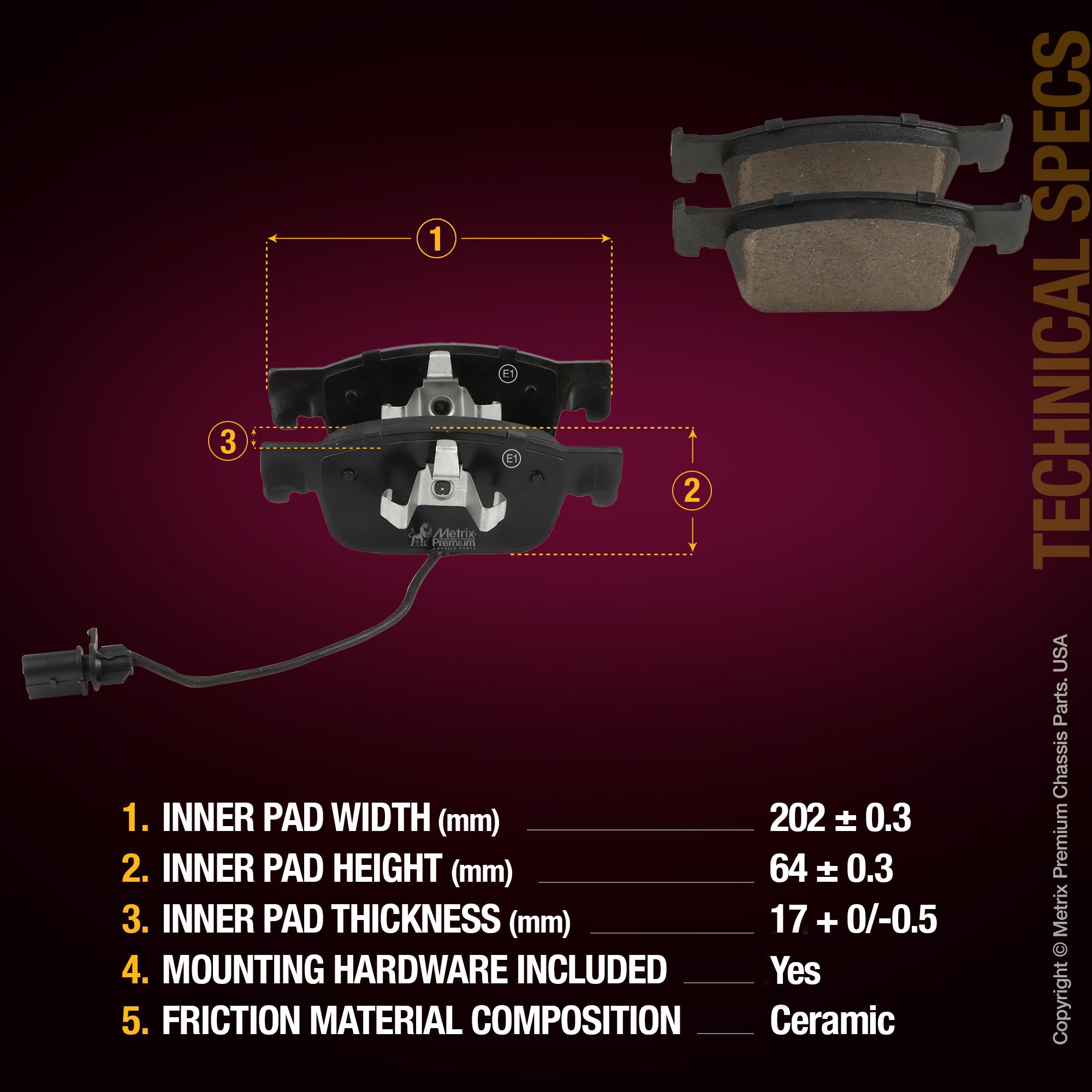 Metrix Premium Front Disc Brake Pad Set 93679MC aftermarket car parts