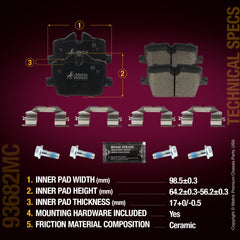 Metrix Premium Chassis Parts Rear Disc Brake Pad Set 93682MC aftermarket car parts