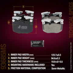 Metrix Premium Chassis Parts Front Disc Brake Pad Set 93685MS aftermarket car parts