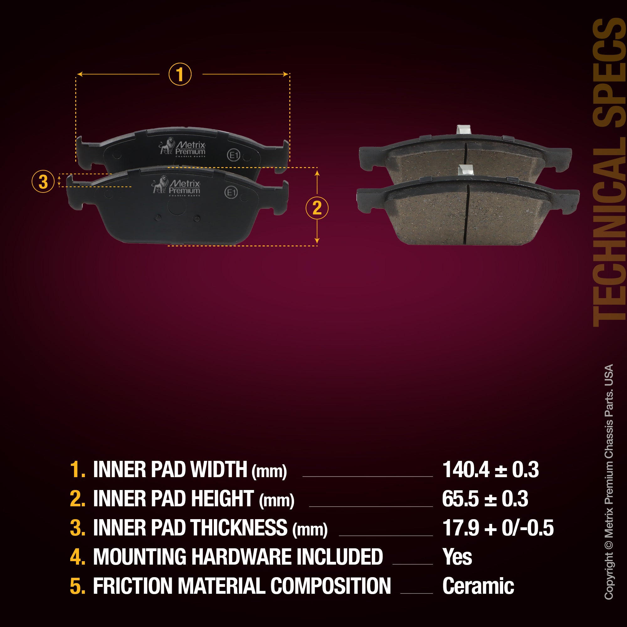 Metrix Premium Front Disc Brake Pad Set 93694MC aftermarket car parts
