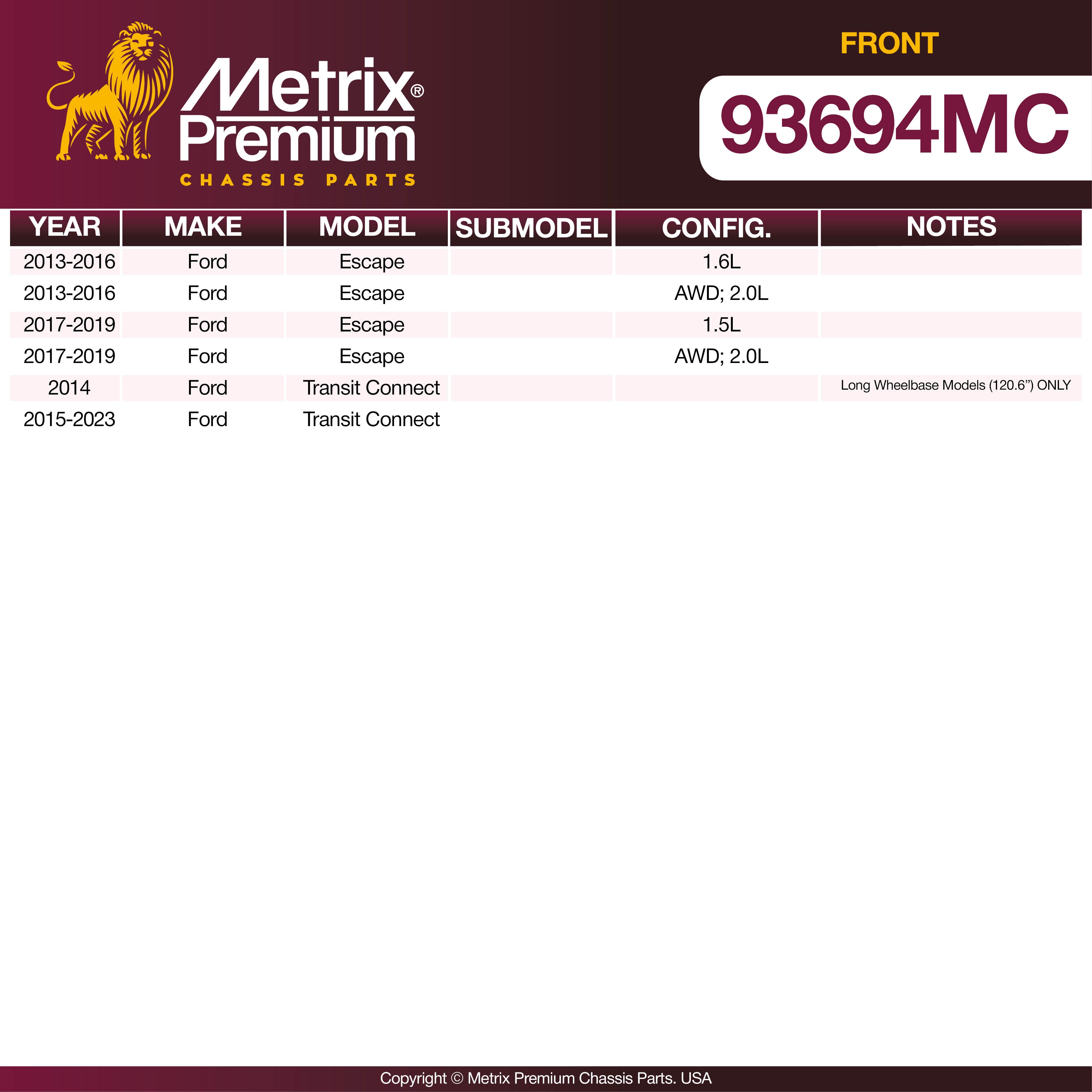 Metrix Premium Front Disc Brake Pad Set 93694MC OEM fit spare parts