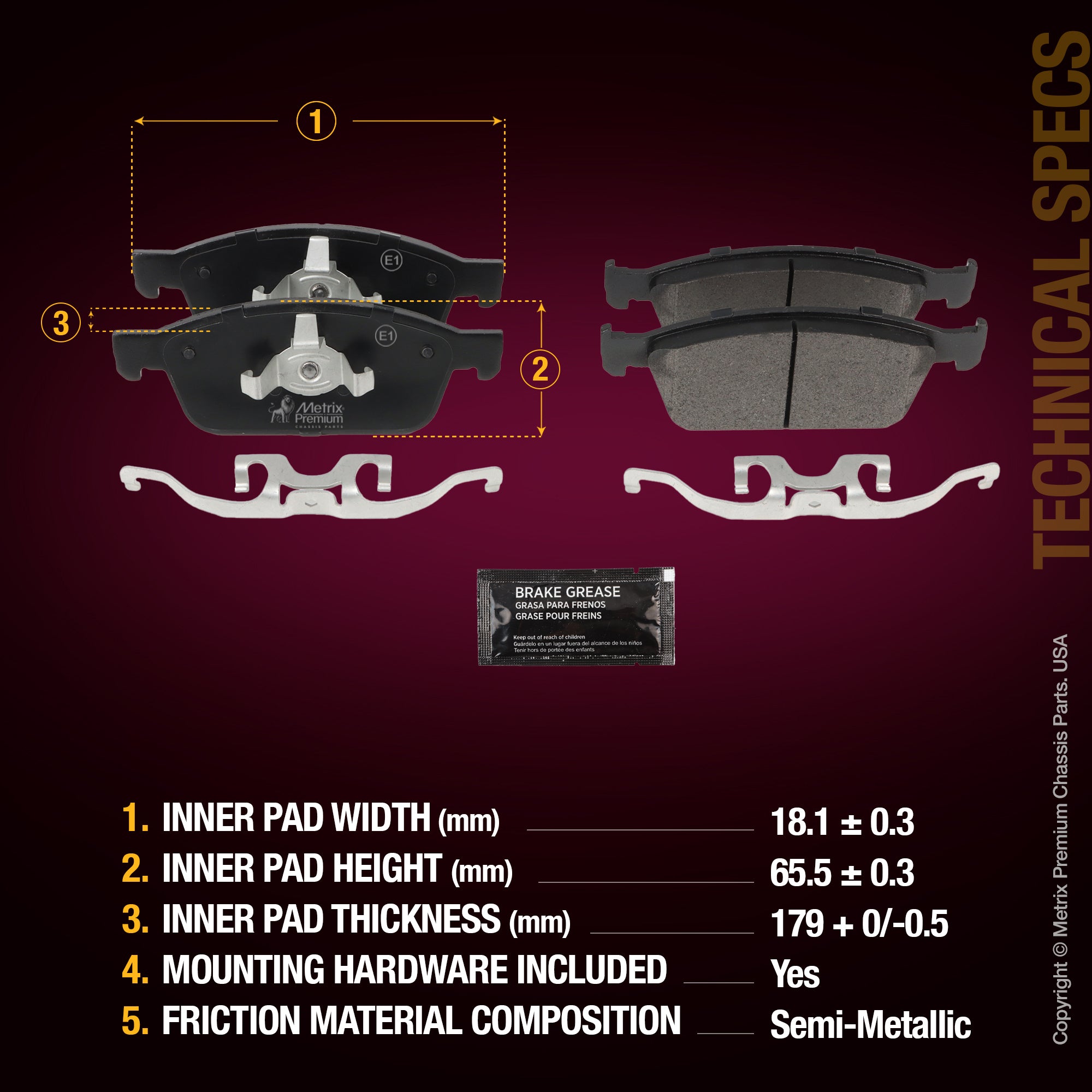 Metrix Premium Front Disc Brake Pad Set 93694MS aftermarket car parts