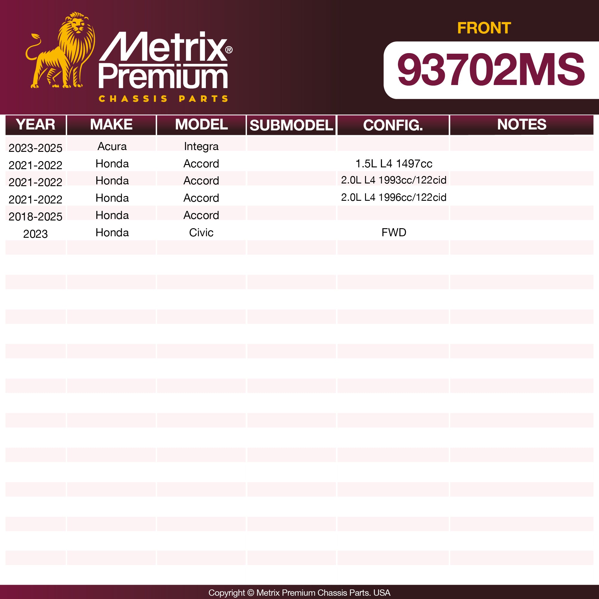 Metrix Premium Chassis Parts  suspension steering brake parts