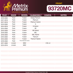 Metrix Premium Front Disc Brake Pad Set 93720MC OEM fit spare parts