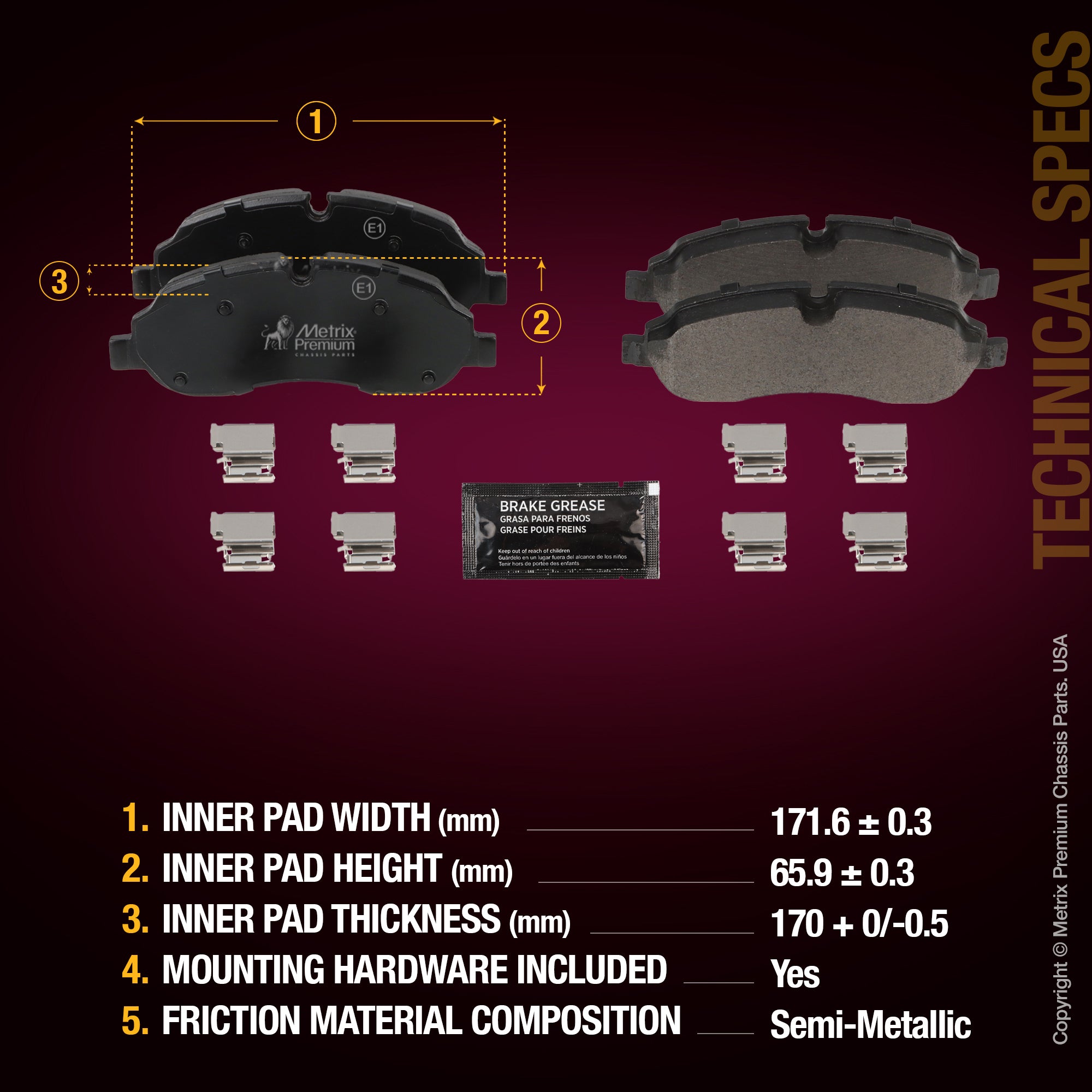 Metrix Premium Front Disc Brake Pad Set 93721MS aftermarket car parts