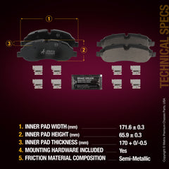 Metrix Premium Front Disc Brake Pad Set 93721MS aftermarket car parts
