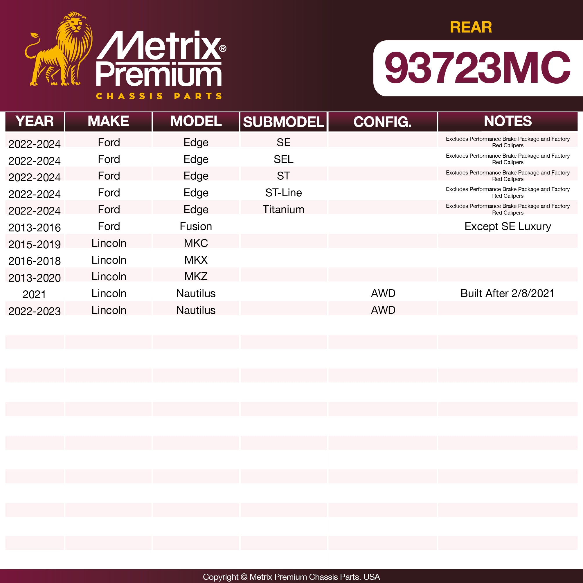 Metrix Premium Chassis Parts  suspension steering brake parts