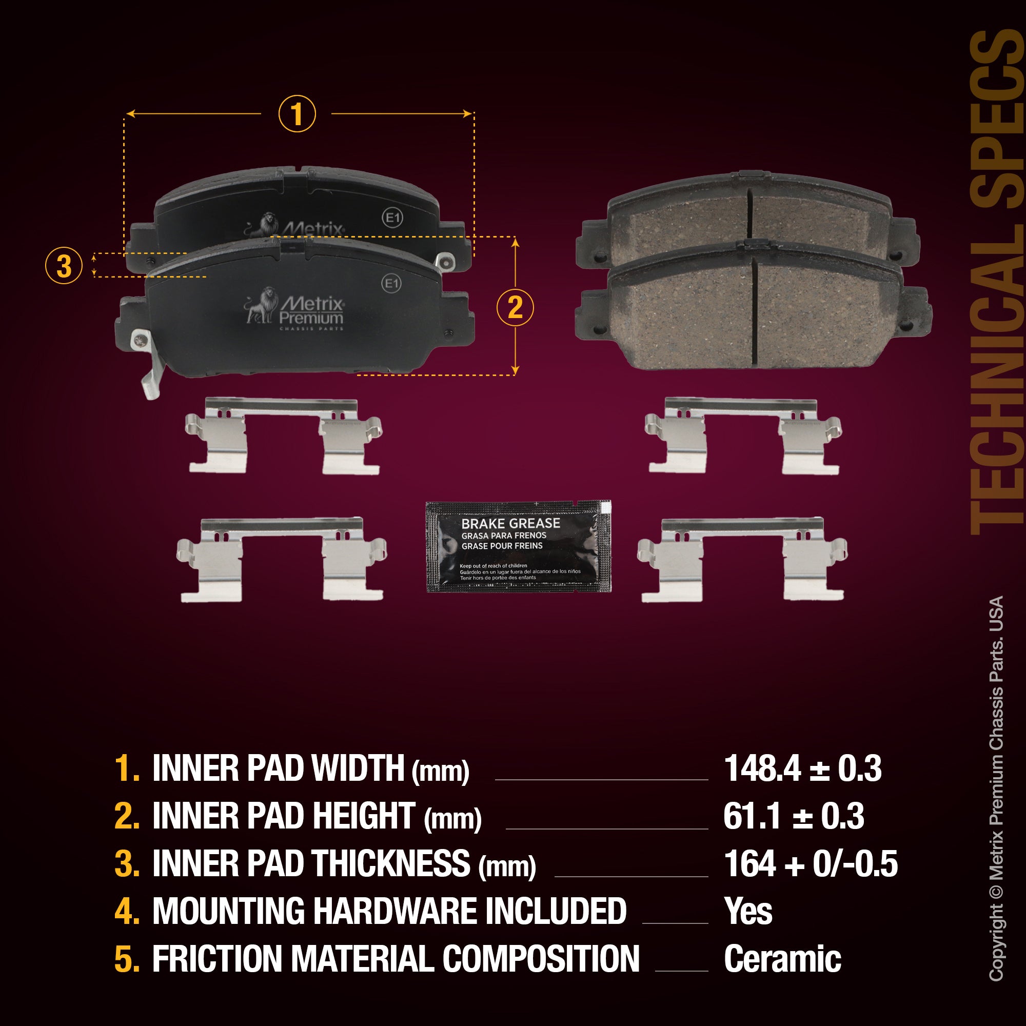 Metrix Premium Front Disc Brake Pad Set 93727MC aftermarket car parts