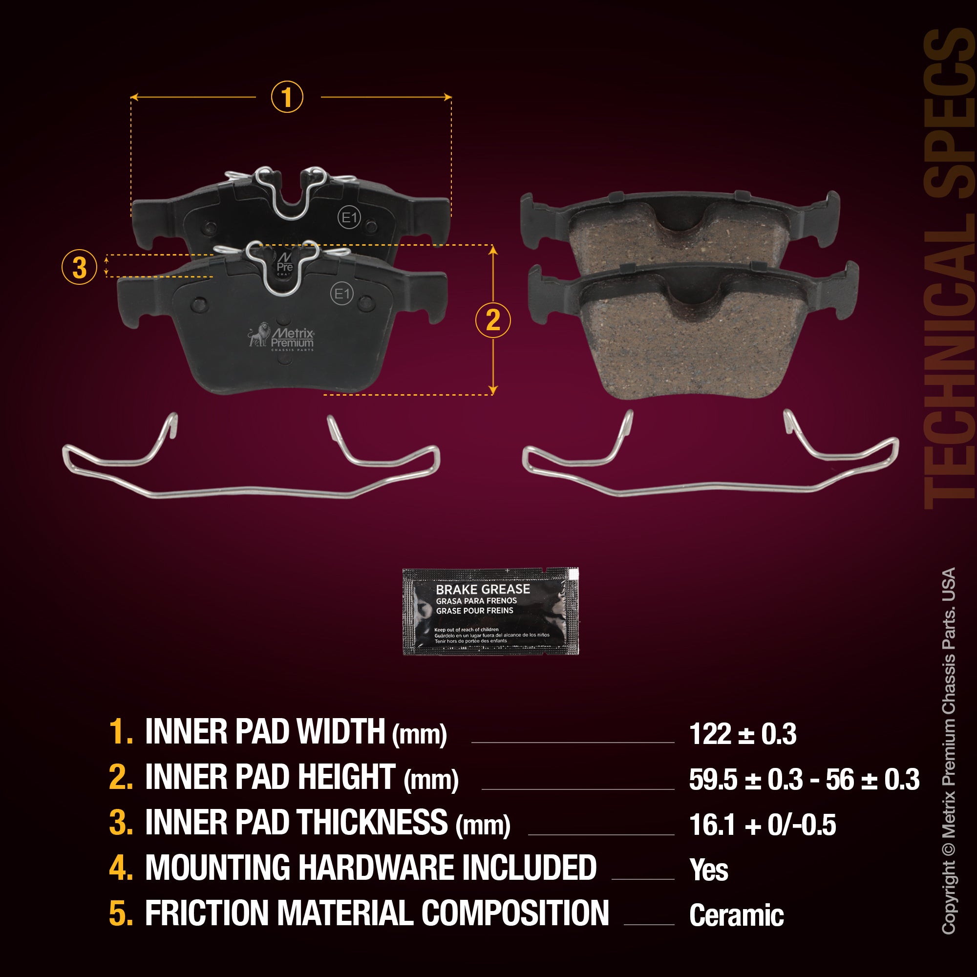 Metrix Premium Rear Disc Brake Pad Set 93731MC aftermarket car parts