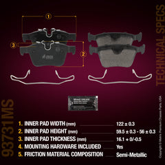 Metrix Premium Chassis Parts Rear Disc Brake Pad Set 93731MS aftermarket car parts