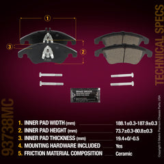 Metrix Premium Chassis Parts Front Disc Brake Pad Set 93738MC aftermarket car parts