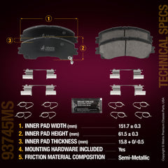 Metrix Premium Chassis Parts Front Disc Brake Pad Set 93745MS aftermarket car parts