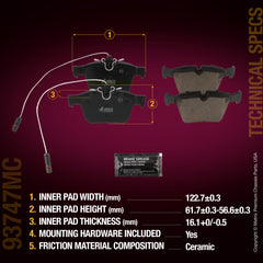 Metrix Premium Chassis Parts Rear Disc Brake Pad Set 93747MC OEM fit auto parts