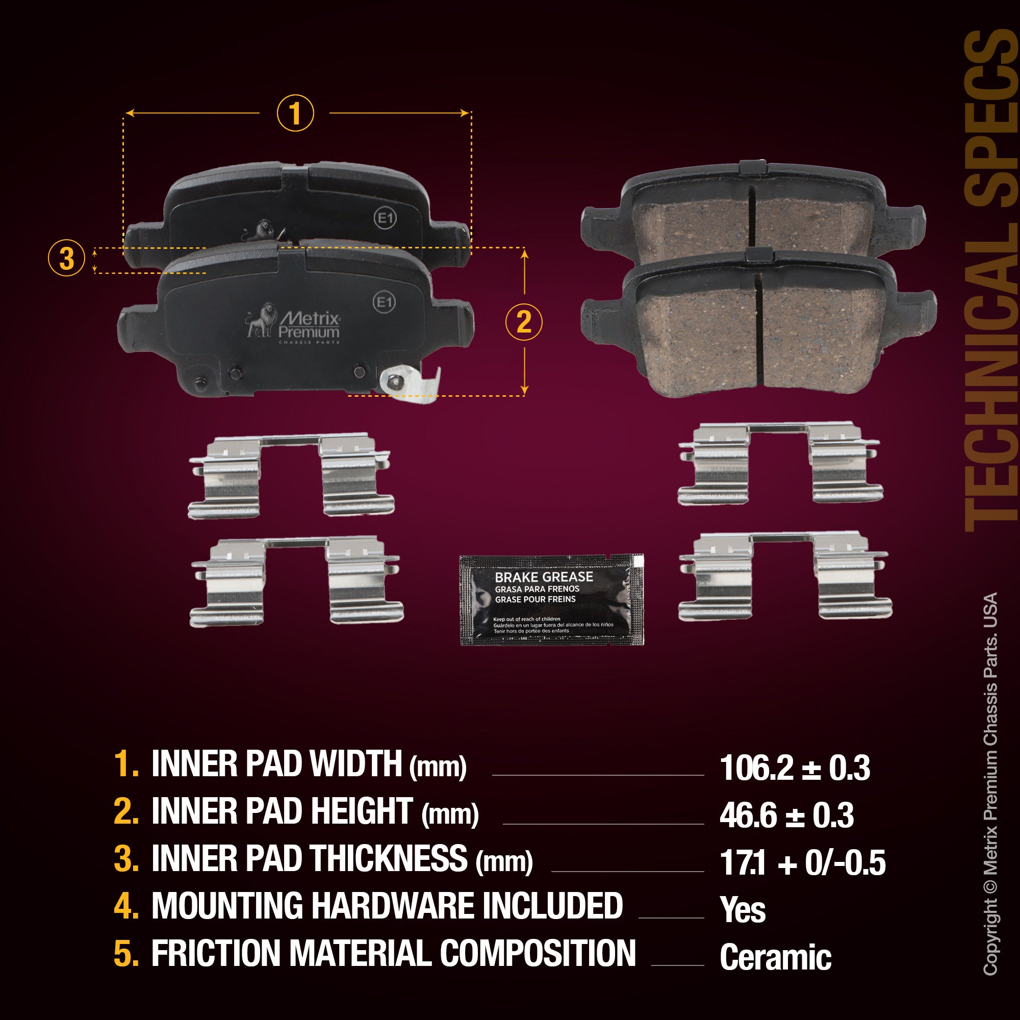 Metrix Premium Rear Disc Brake Pad Set 93754MC aftermarket car parts