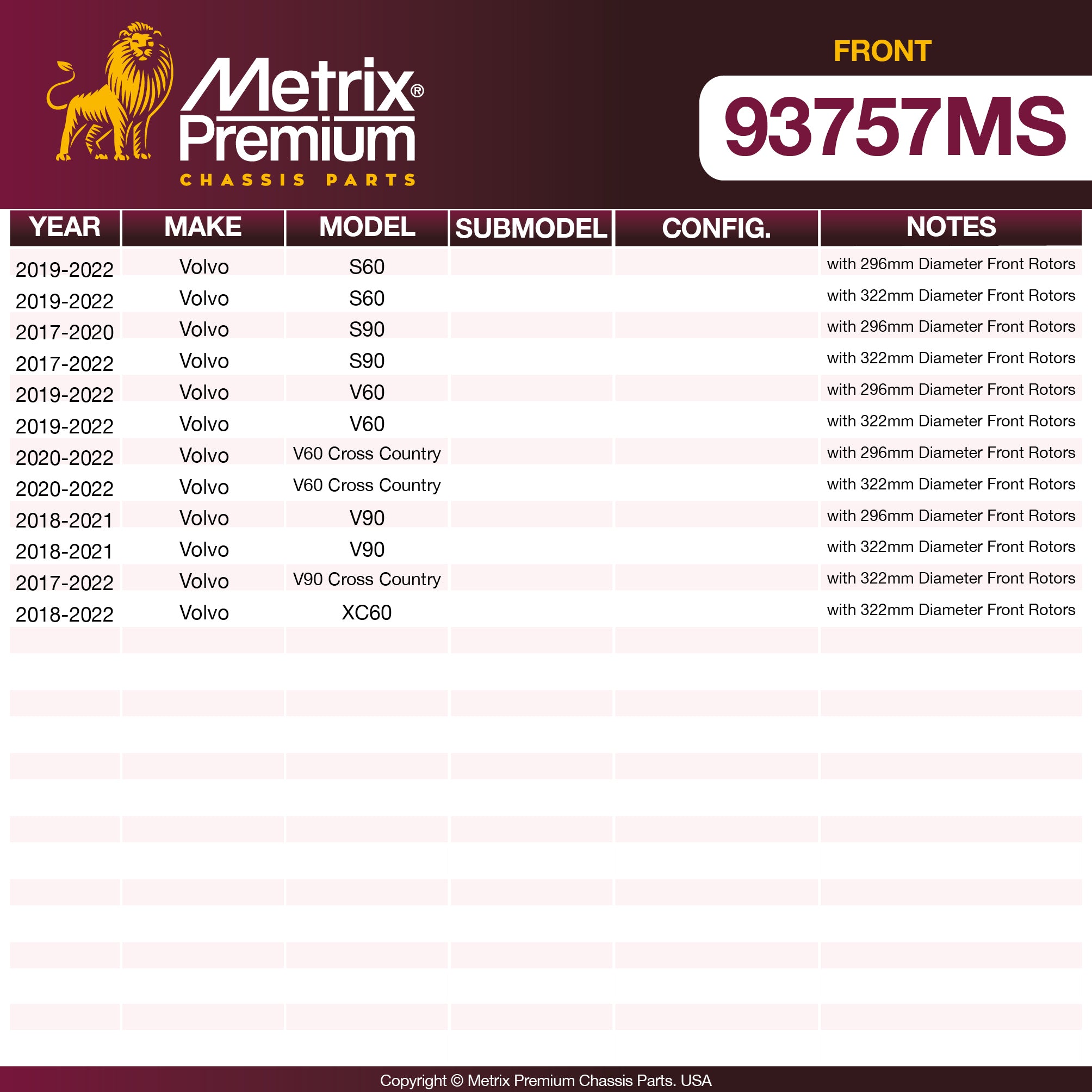Metrix Premium Chassis Parts  suspension steering brake parts