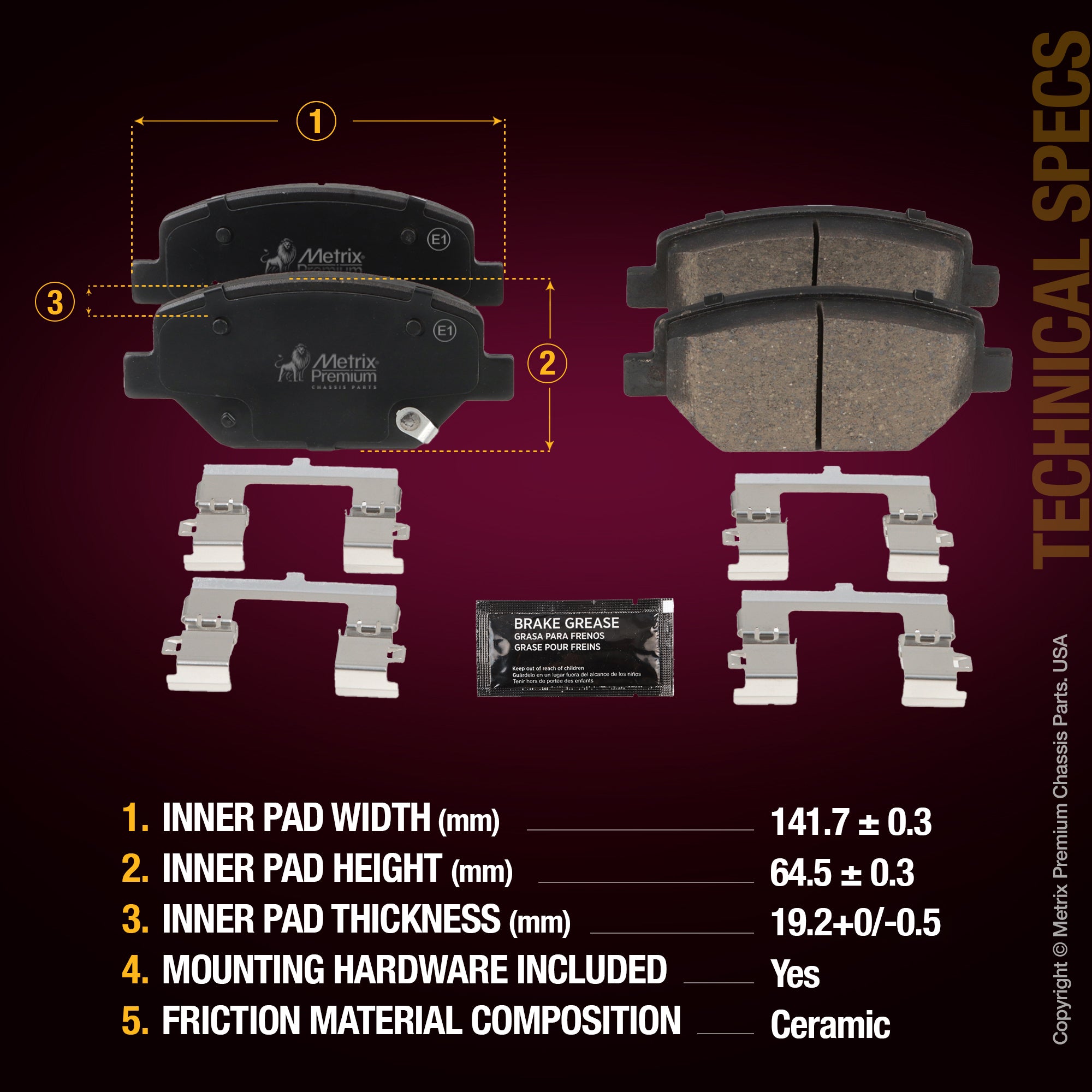 Metrix Premium Front Disc Brake Pad Set 93758MC aftermarket car parts