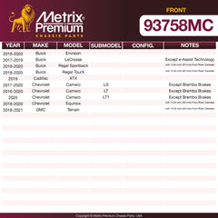 Metrix Premium Front Disc Brake Pad Set 93758MC OEM fit spare parts