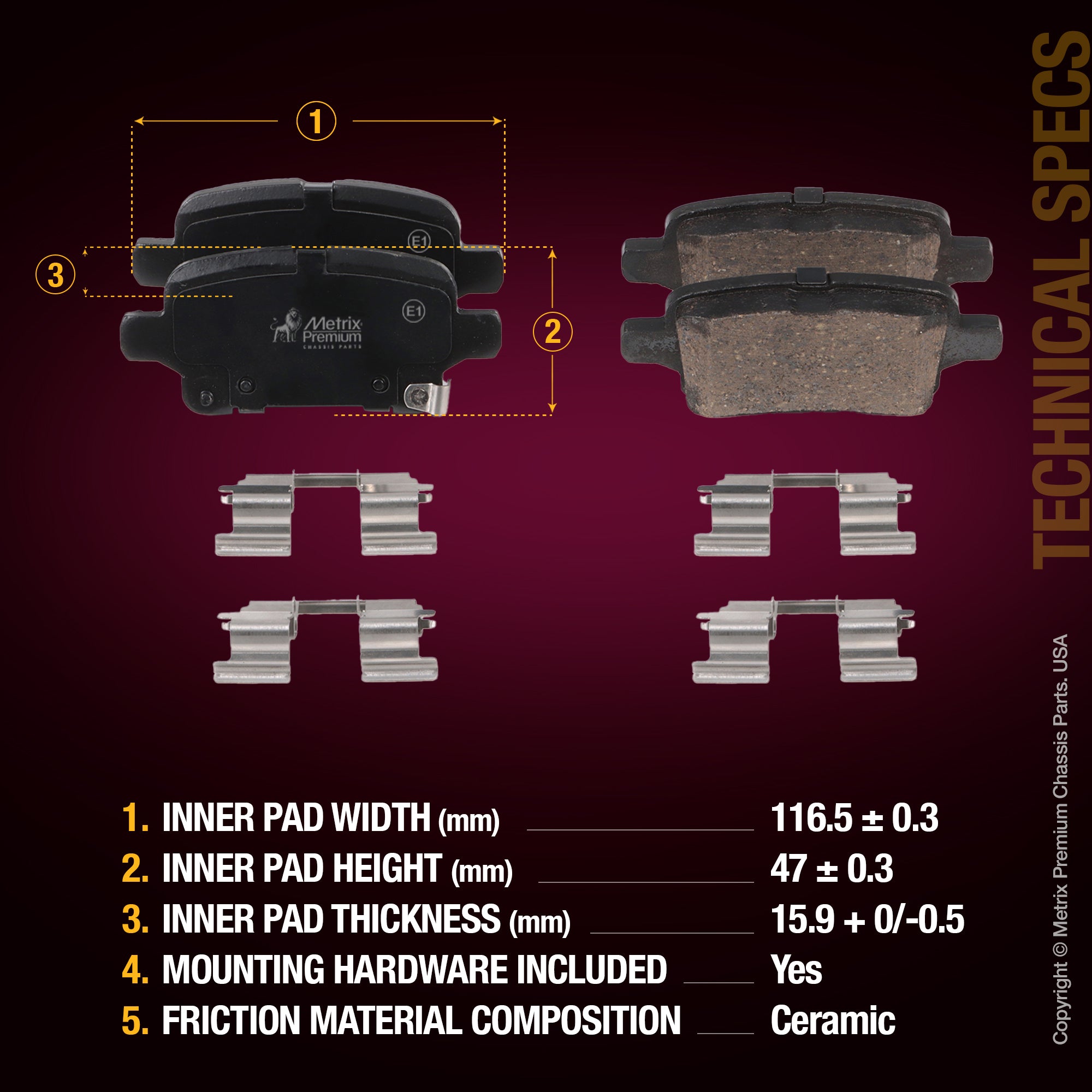 Metrix Premium Rear Disc Brake Pad Set 93760MC aftermarket car parts