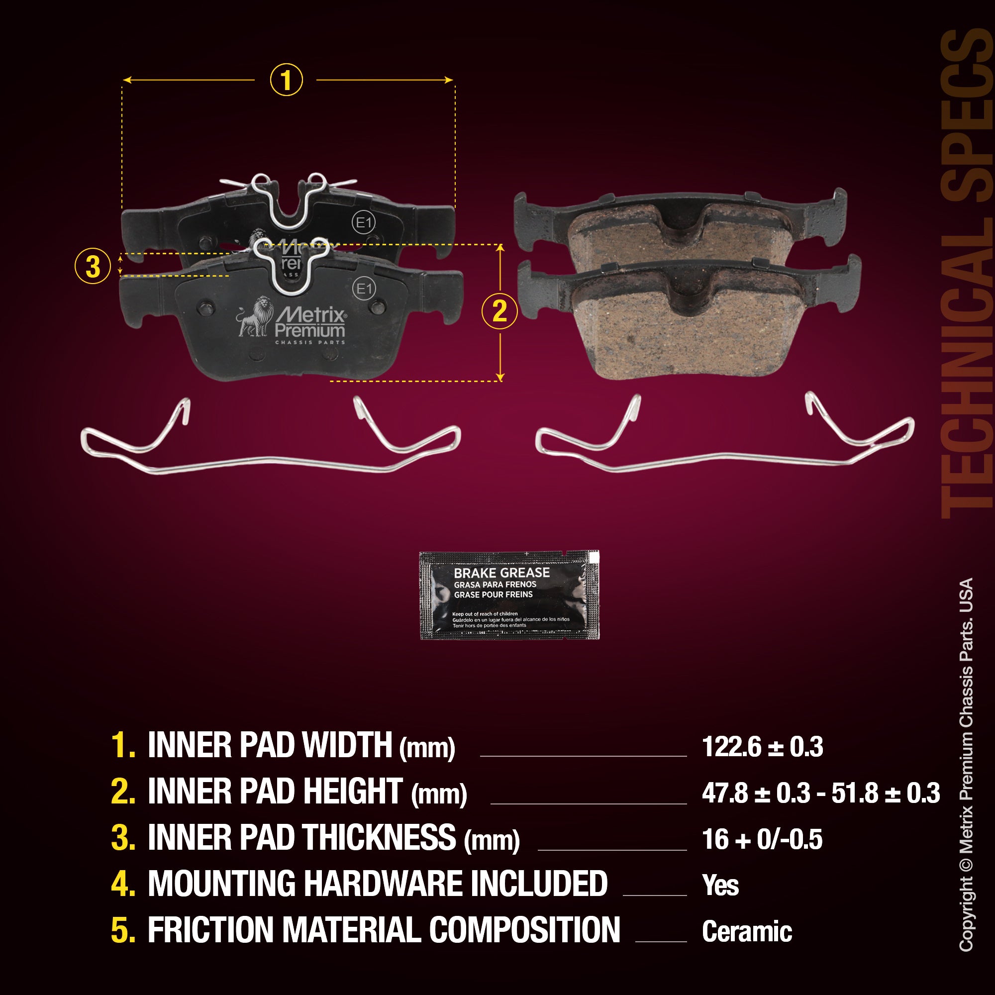 Metrix Premium Rear Disc Brake Pad Set 93761MC aftermarket car parts