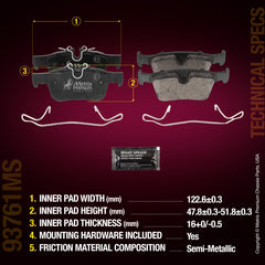 Metrix Premium Chassis Parts Rear Disc Brake Pad Set 93761MS aftermarket car parts