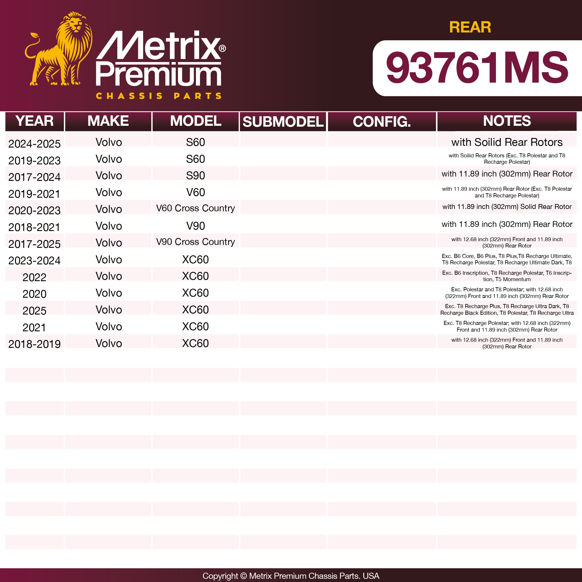 Metrix Premium Chassis Parts  suspension steering brake parts