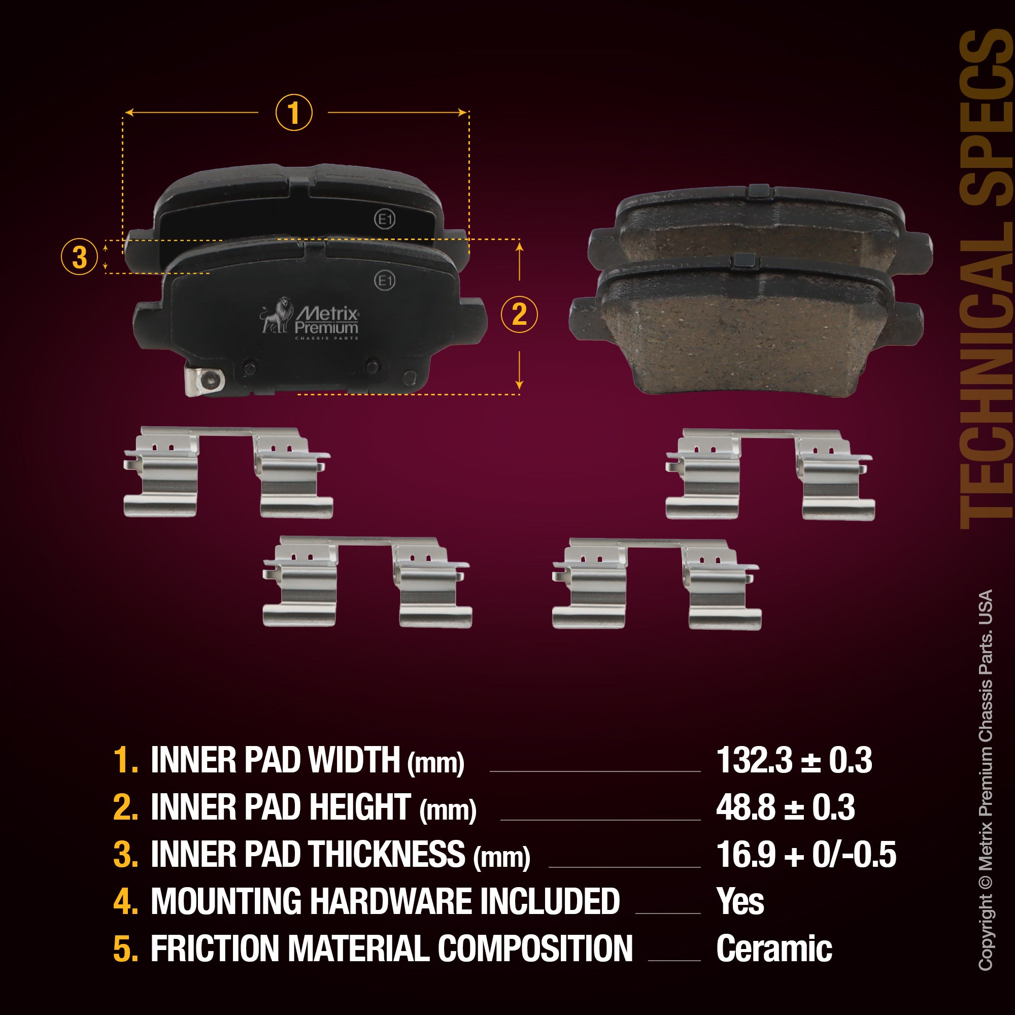 Metrix Premium Rear Disc Brake Pad Set 93764MC aftermarket car parts