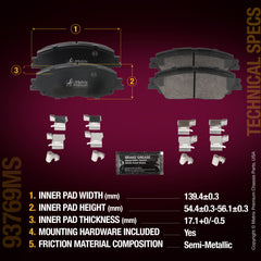 Metrix Premium Chassis Parts Front Disc Brake Pad Set 93769MS aftermarket car parts